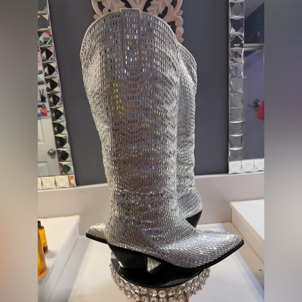 Azalea Wang Silver Heeled Boots
